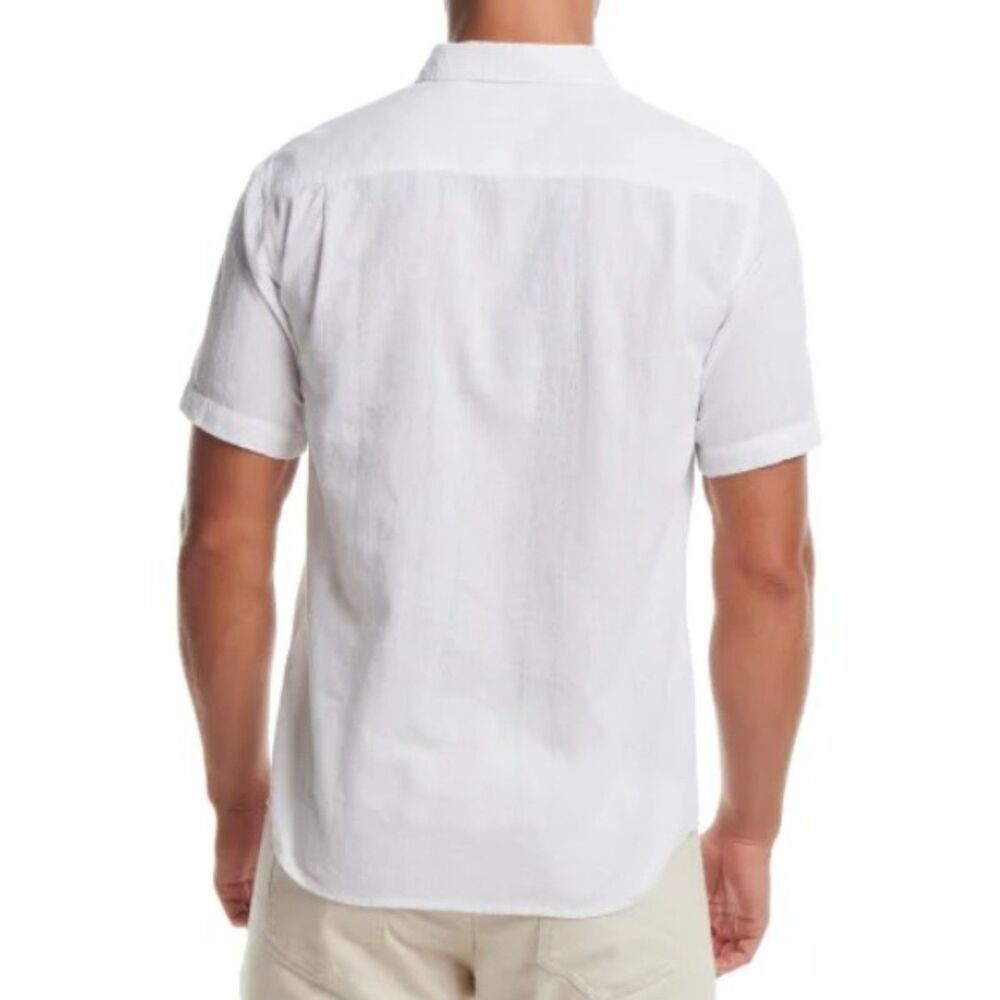 WEATHERPROOF VINTAGE White Linen Blend Woven Shirt Mens XXL Short Sleeve 2XL NWT - Picture 7 of 7